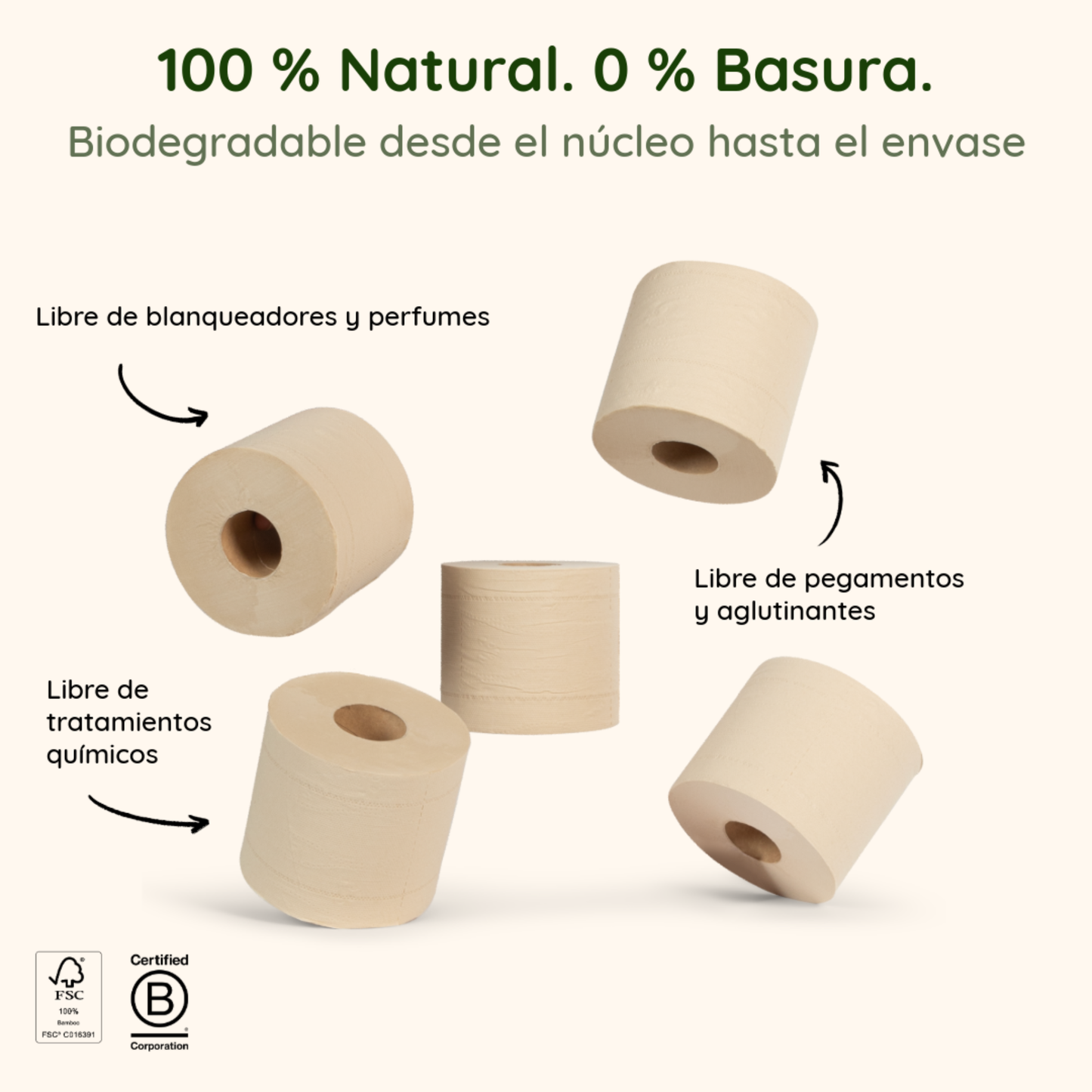 Papel Higiénico 100% Bambú